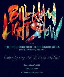 Bill Ham Light Show 40th Anniversary at Cobb's, San Francisco. Program design by emi